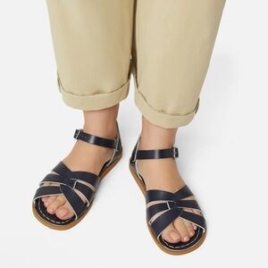 Saltwater Sandals 8 Womens 6 Kids Leather Open Toe Shoes Navy Blue